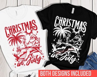 Navidad en julio PNG: Divertida fiesta de Papá Noel en la playa (Descarga digital)