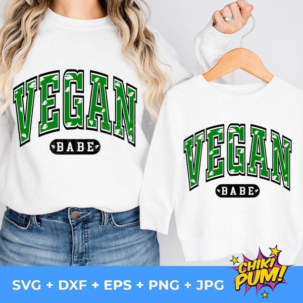 Vegan Babe SVG, Vegan Varsity font, Vegan Girl Svg, Png, Vegan Shirt design, Vegetarian svg, Vegan cut file for Cricut and sublimation png