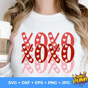 SVG XOXO, Saint-Valentin SVG amour, téléchargement numérique pour Cricut, Silhouette