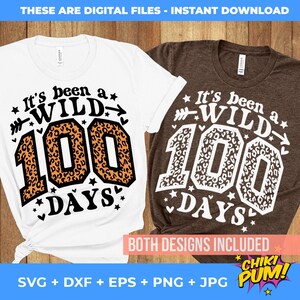 100 Days of School Leopard T-Shirt Design: SVG, PNG, Cricut, Silhouette (Digital Download)
