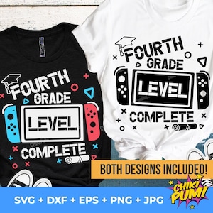 Vierde leerjaar voltooid Svg, 4e leerjaar Svg, einde van school Svg, laatste dag van school Svg, afstuderen videogame Svg Png