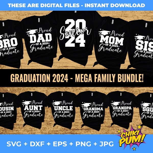 Graduation 2024 Family White Bundle SVG, 2024 Graduation SVG, Graduation 2024 SVG, Senior 2024 cut files, Instant Downloads