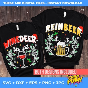 Winedeer Reinbeer SVG, Paare Weihnachten SVG Png, lustige Weihnachtshemden, Feiertagsparty Paare Hemden svg, Png, digitale Downloads