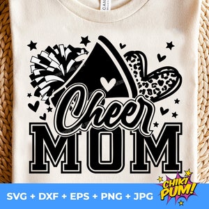 チアママSVG、フットボールヒョウ柄ハートSVG、ヒョウ柄チアリーダーSVG、チアバーシティSVG、チアママライフ、チアママチーム、アイロンプリントPNG