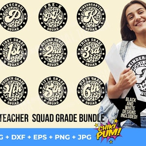 Teacher Grade Svg Bundle, Teacher Leopard Svg, Teacher Squad Svg, First day of School Svg, Back To School Svg, Teacher Shirts Svg Png