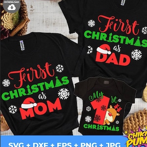 1. Weihnachtsfamilienpaket, Mein erstes Weihnachten SVG, Erstes Weihnachten als Mama SVG, Erstes Weihnachten als Vater SVG
