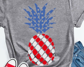 Piña patriótica SVG PNG: Imágenes prediseñadas de la bandera estadounidense del 4 de julio (descarga digital)