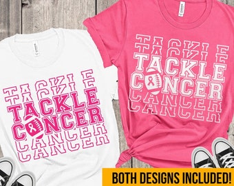 Tackle Cancer Football SVG PNG: Pink Ribbon Cut Files (Digital Download)