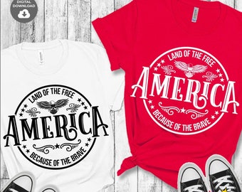 America Land Of The Free SVG PNG: Patriotic Cut File (Digital Download)