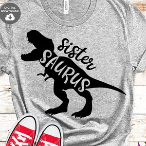 Hermana Saurus svg, Familia SVG, Dinosaurio T-Rex SVG, Archivo SVG para Cricut