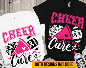 Cheer For The Cure SVG PNG: Breast Cancer Cheerleader Design (Digital Download)