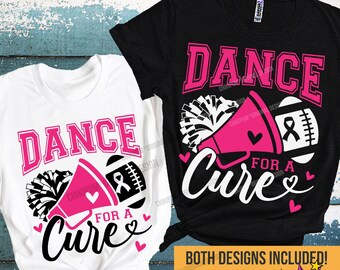 Dance for a Cure SVG PNG cut files, Breast Cancer Awareness, Cheerleader Design. Sublimation/DTF ready (Digital Download)