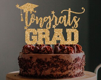 Congrats Grad Cake Topper SVG PNG: Graduation Cut Files Design (Digital Download)