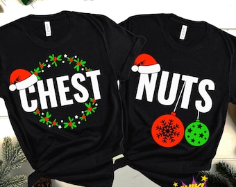 Chest Nuts SVG, Weihnachts-Paar-Shirts SVG, lustige Weihnachts-SVG, passende Shirts