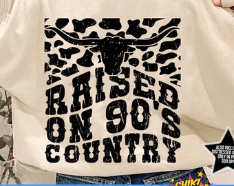 90s Country Music T-Shirt Design: Longhorn SVG PNG Cut Files (Digital Download)