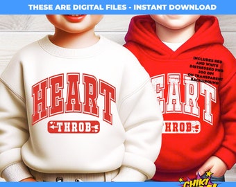 Retro Valentine Heart Throb SVG PNG: Groovy Varsity Font (Digital Download)