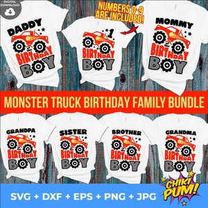 Monster Truck Geburtstag svg, Familie Bundle svg, Monstertruck passende Shirts, Monstertruck Geburtstagskind, Monstertruck svg png