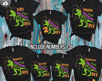 Dinosaurier-Geburtstagskind Familie SVG PNG Bundle: T-Rex Party Shirts Schneidedateien (Digitaler Download)