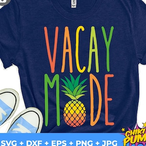 Vacay Mode Svg, vacances Svg, Clipart ananas coloré, Svg été, conception de chemise filles, plage, Silhouette, fichiers de coupe Cricut