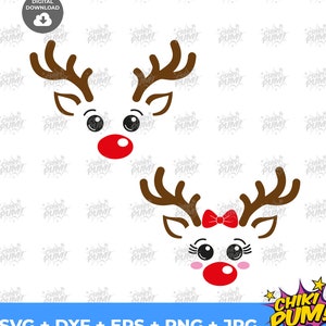 Reindeer face bundle svg, Christmas svg, Deer head svg, Cut files svg