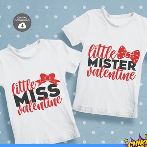 San Valentino svg, Little Miss Valentine svg, Little Mr Valentine svg, File di taglio per magliette di San Valentino svg Cricut, PNG per sublimazione e Dtf