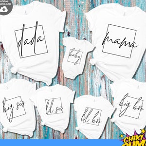 Familie bijpassende shirts, Mama SVG, Big Sis SVG, Lil Bro SVG, Baby SVG, familie bijpassende shirts SVG, handgeschreven, silhouet en Cricut