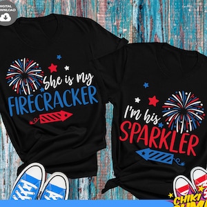 Ela é meu foguete svg, eu sou seu Sparkler svg, 4 de julho Couples Svg Bundle, dia da independência, American Couple Shirt, Files For Cricut