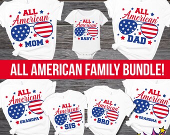 All American Family svg BUNDLE , 4th of July Family svg, Sunglasses Bundle svg, All American svg, 4th of July svg, Cut Files
