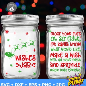 Wensen jar svg-bestand, kerstwensen pot svg, doe een wens svg, doe-het-zelfwensen pot svg (2 BESTANDEN INBEGREPEN)