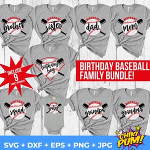 Pacchetto famiglia compleanno baseball svg, Pacchetto famiglia baseball svg, Compleanno baseball svg, Festa compleanno baseball svg, Decorazione compleanno svg