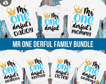 Mr One Derful svg, Mr Onederful Family Bundle, Birthday boy svg, 1st birthday svg, Family birthday svg, First birthday svg, Baby Birthday