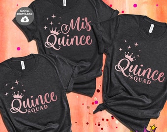 Mis Quince Squad SVG Bundle: Quinceanera T-Shirt Design (Digital Download)