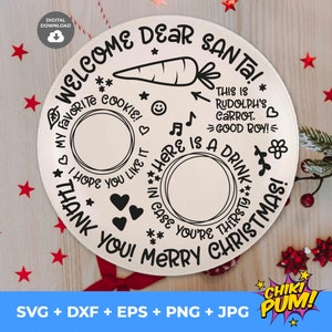 Vassoio di biscotti per Babbo Natale svg, Piatto di biscotti di Babbo Natale svg, Vassoio di Babbo Natale svg, Dolcetti per Babbo Natale svg