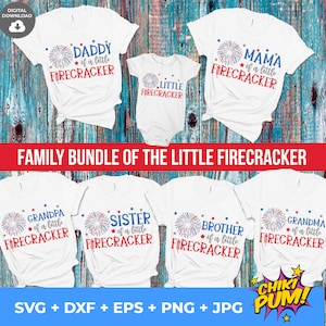 Pacchetto famiglia Little Firecraker SVG, pacchetto Firecracker, mamma papà sorella fratello del piccolo Firecraker, 4 luglio SVG, magliette patriottiche