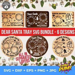 Pacchetto SVG Dear Santa Tray, Natale svg, Santa Tray svg, Santa Plate svg, Cookie Plate, File SVG per Cricut, png