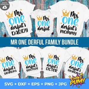 Sr. One Derful Svg, Paquete familiar de Sr. Onederful, Svg de cumpleañero, Svg de primer cumpleaños, Svg de cumpleaños familiar, Svg de primer cumpleaños, Cumpleaños de bebé