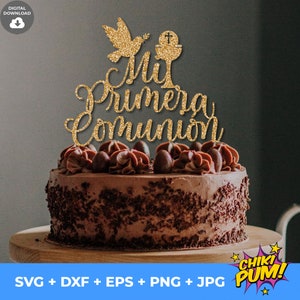 Mi Primera Comunión SVG, 1ra Comunión SVG, Cake Topper SVG, DXF, PNG, Instant Download, Cake Topper SVG, pliki cięte