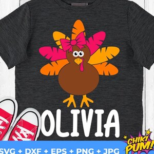Girl Turkey Svg, Girl Thanksgiving Cut File, Girls Monogram Svg, Kids Shirt Design, Baby Clipart, Silhouette Cricut