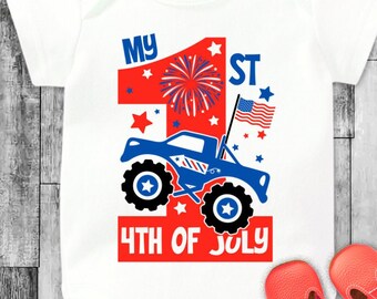 My First 4th of July SVG PNG: Monster Truck USA Flag (Digital Download)