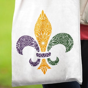 Mardi Gras Fleur de lys mandala svg, svg symbole de Mardi Gras, mardi gras svg, mardi gras couper fichier svg