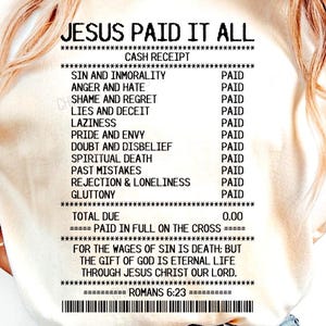 Jesus Paid It All SVG, Christliche Shirt Design SVG, Sublimation Anbetung Design, Christian dafür, Jesus liebt mich svg png, Jesus Quittung svg