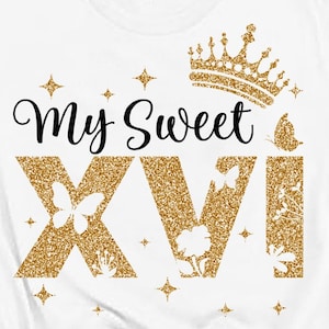 My Sweet XVI SVG, My Sweet Sixteen svg, My Sweet 16 svg, Sweet XVI glitter png