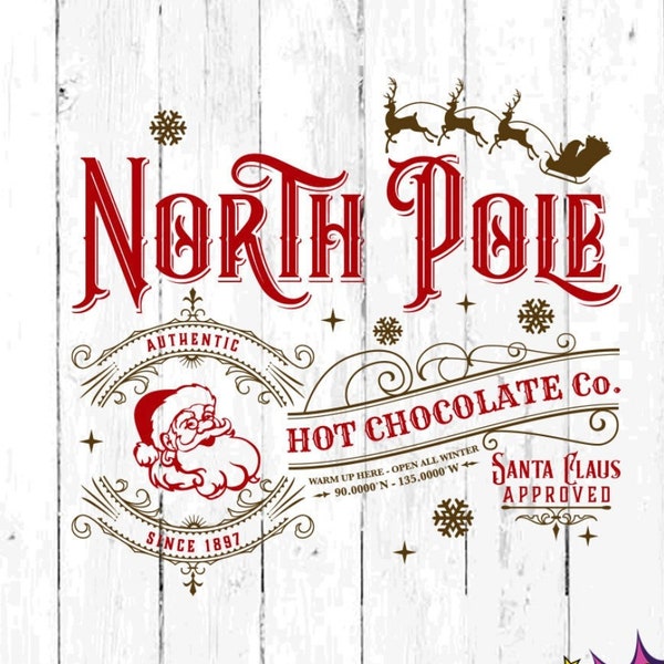 North Pole Hot Chocolate svg, North Pole waterslide, Hot Chocolate svg, Christmas waterslide, Hot Chocolate svg png dxf jpg eps