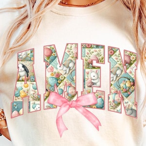 Amen Blumen PNG, Varsity Ostern PNG, Ostern Jesus PNG, Amen Coquette Bogen Png, Retro Ostern Png, Patchwork Ostern Png, Christliches Ostern Png