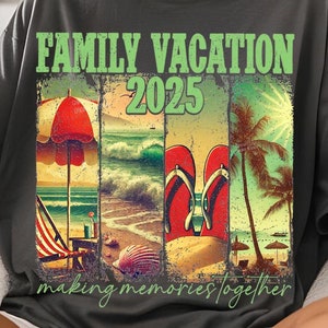 レトロな家族旅行 2025 PNG、一緒に思い出を作る、家族旅行のデザイン、2025 年の夏の休暇 PNG、昇華、デジタル ダウンロード
