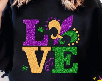 Mardi Gras Love SVG PNG: Parade Team Shirt Design (digitale download)