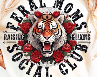Feral Moms Social Club PNG: Vintage Graphic Design (Digital Download)