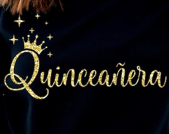 Quinceanera SVG PNG: Glitter Party Shirt Design Cut Files Cricut (Digital Download)