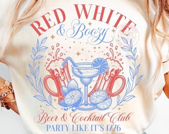 Red White and Boozy 4th of July SVG PNG: Cocktail Club Design (Digital Download)
