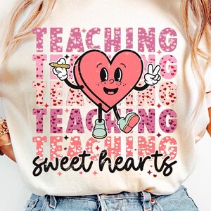 Enseñando corazones PNG, Maestro San Valentín, Corazones dulces Png, Camiseta de San Valentín, Día de San Valentín Png, San Valentín, Diseño de sublimación de San Valentín